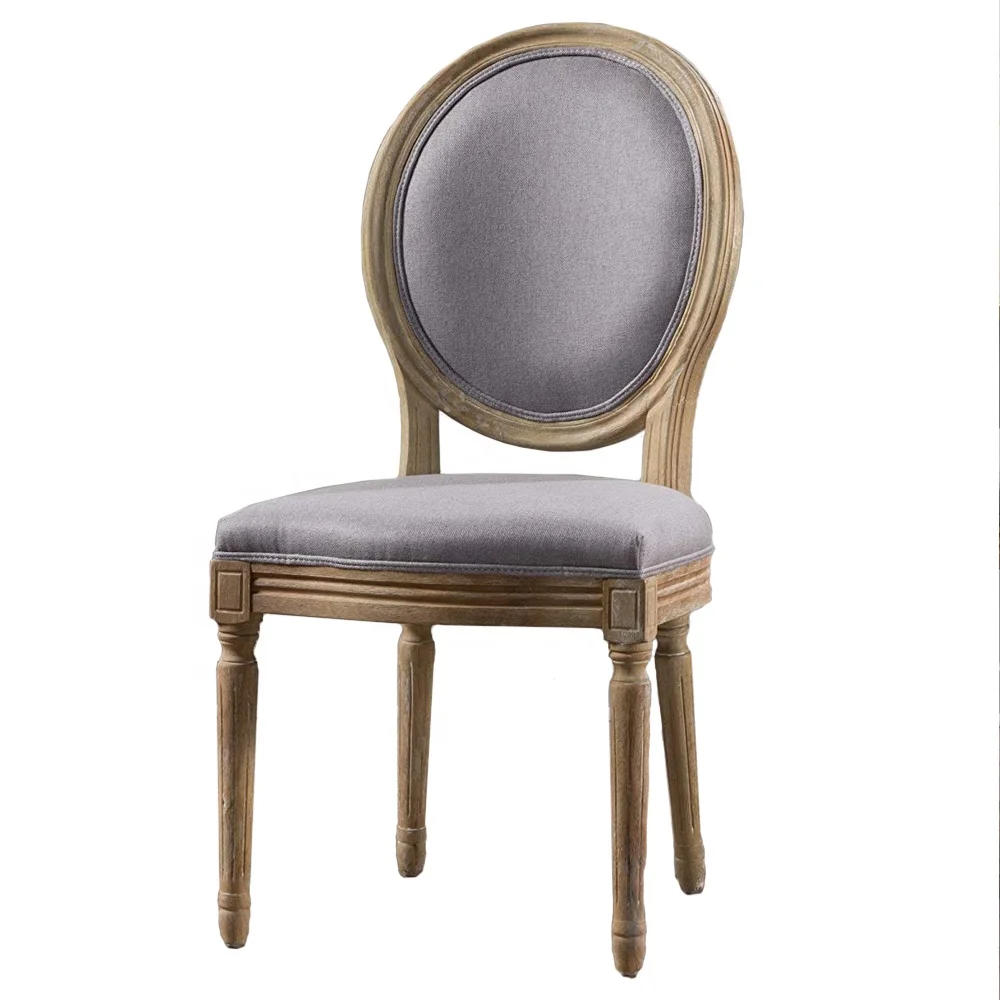 Hot Sales French Style Solid Wooden Frame Antique Round Back Dining Room Louis Chair