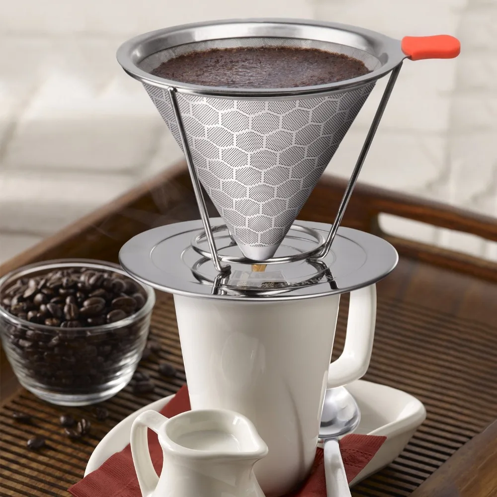 Hot Sale Stainless Steel Pour Over Coffee Filter Coffee Brewer with Separate Stand