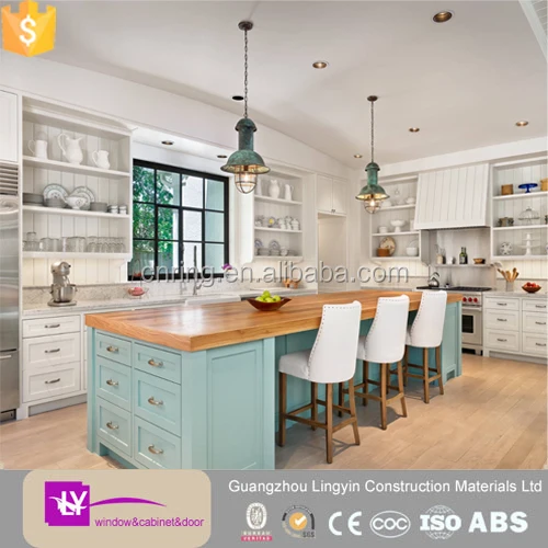 Europe Shaker style WHITE/Green /blue wooden kitchen cabinets wholesale