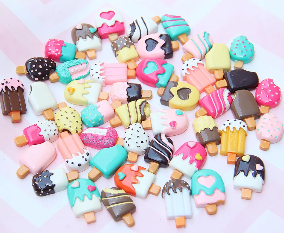 Free Shipping Glitter Ice Creanm Artificial Ornament Crafts Making Resin Cabochon DIY Mobile Phone Shell Accessories