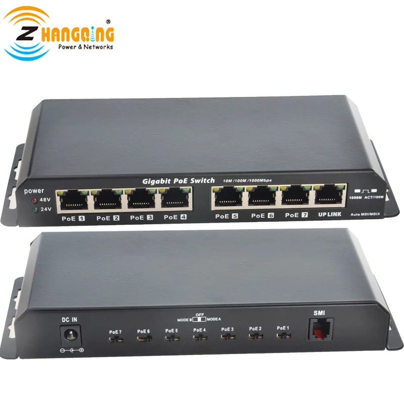 Passive Wholesale OEM 7+1 Port Gigabit PoE Switch With 24V /48V 60W Power Supply for IP Camera