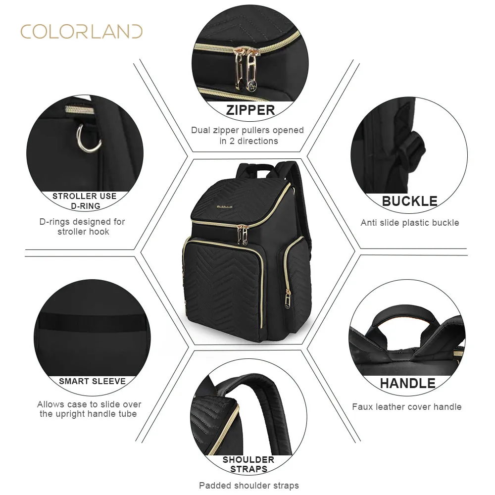 COLORLAND High Quality Fashion Diaper Backpack Bag For Office Lady