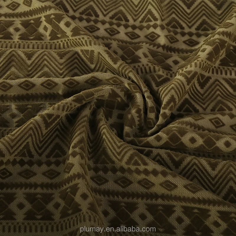 Polyester and spandex mesh  flocking fabric for clothing textile custom elastic fashion  stretch underwear