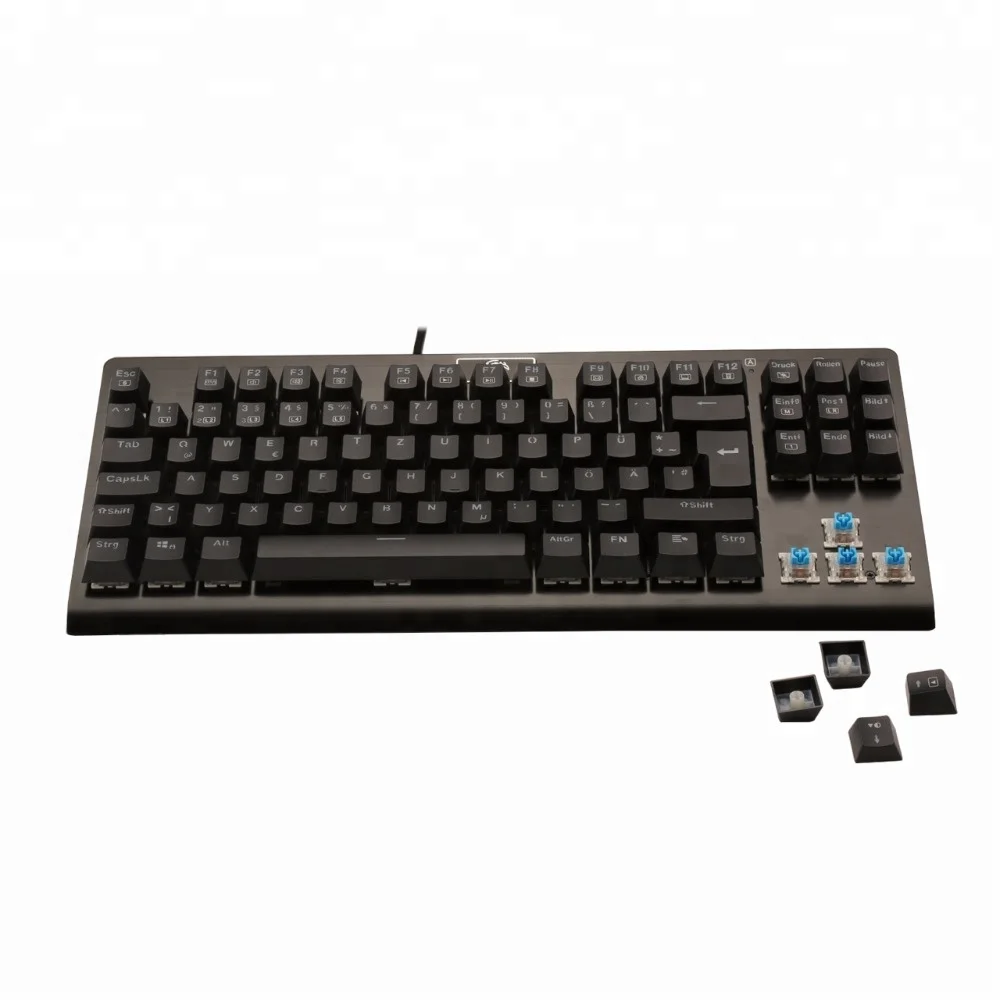 German Layout Wired Mechanical Keyboard 88 Keys Real RGB Blue Switch LED Backlit Gaming Keyboards for Gamer Computer