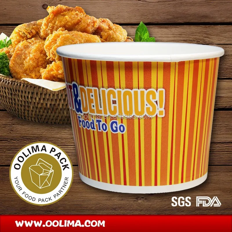 Disposable Paper Chicken Bucket Popcorn Nuggets Bucket with Lid Wholesale
