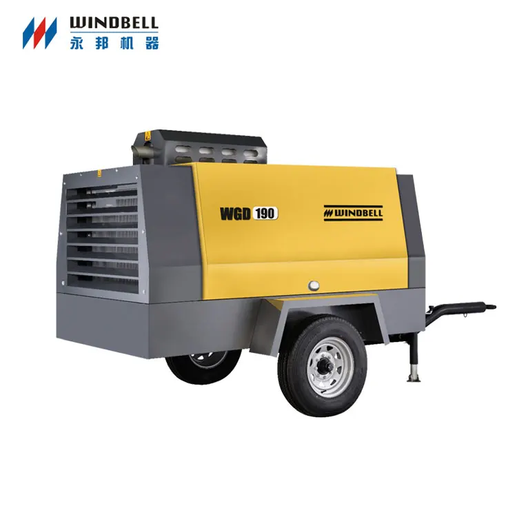 Строительный компрессор для горных работ, дизельный портативный винтовой воздушный компрессор для отбойного молотка