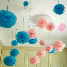 Diameter 20cm 5pcs/lot Paper artificial PomPom Tissue Balls Flower for Home Wedding Party Car Decoration Pompon crafts Supplies