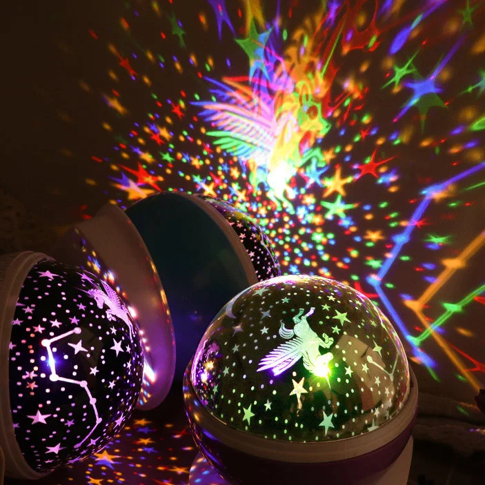 Fantasy Romantic Rotating Starry Sky Projection Lamp Unicorn Night Light Projector