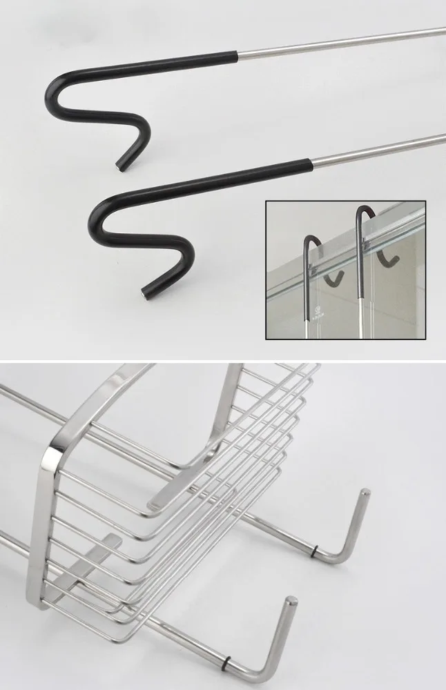 
304 Stainless steel fastening without drilling corner shower shelf hanging 