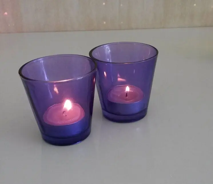 
graceful and colorful small glass candle holder cup 