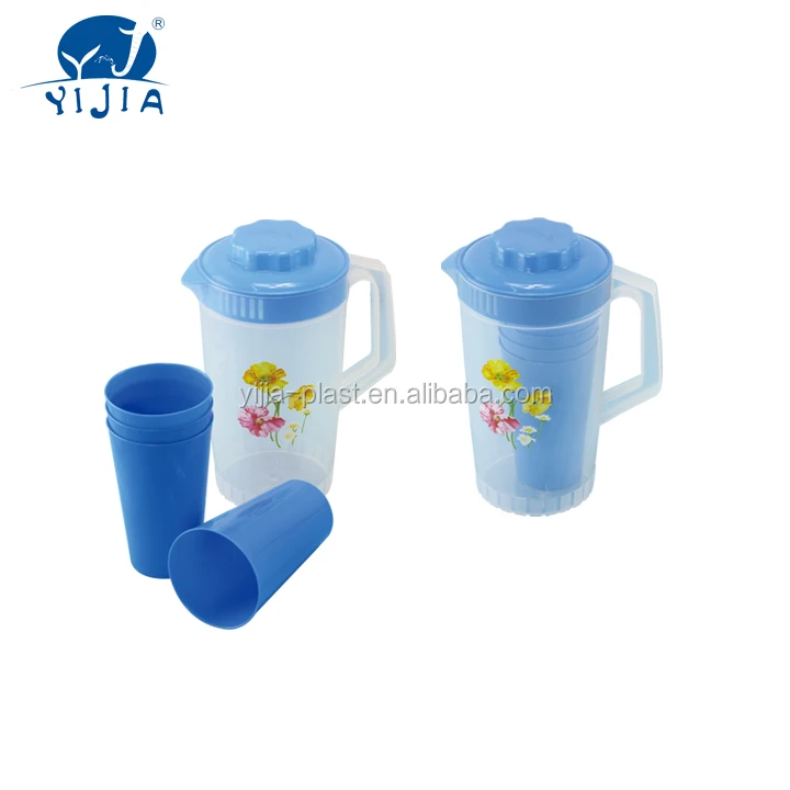 2.2 Liter Plastic Water Jug with 4 Cups Plastic Kettle with Cups Plastic Pitcher with Cups