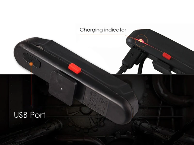 For Cycling Safety Powerful 6 Light Modes Easy Install3W COB 200LM LED USB Rechargeable Bike Rear Light
