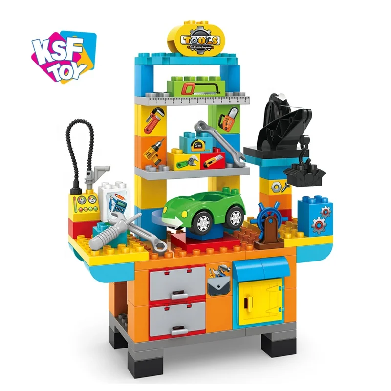 kids play diy tool set plastic funny brick toy with 92pcs