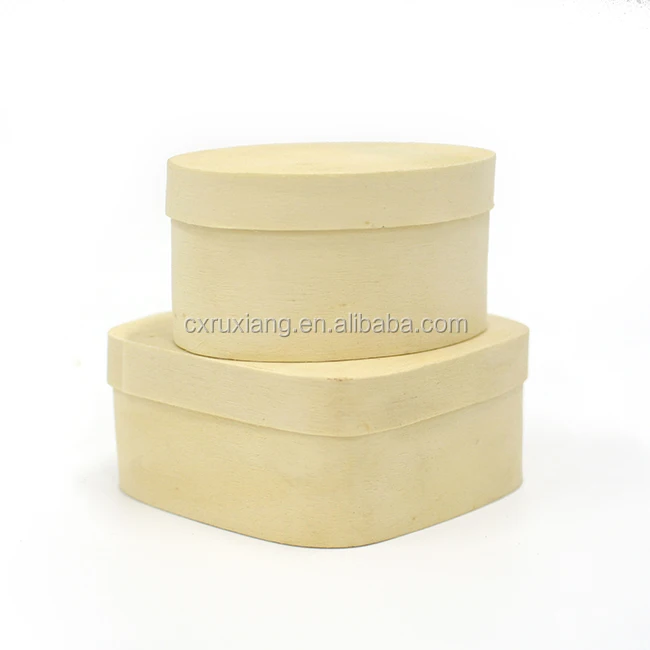 Square shape wooden round cheese gift storage organizer box with cover