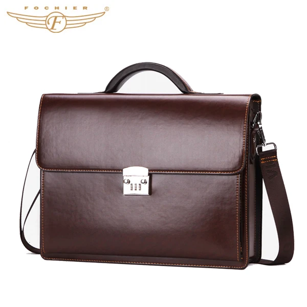 High Quality PU Business Men Leather Briefcase With Coded Lock