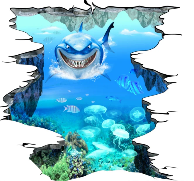 Custom 3d full color pvc vinyl printing tile wall/ floor graphics sticker