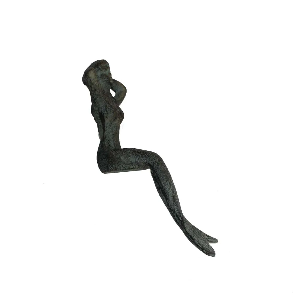 Cast Iron Mermaid Figurine Mermaid Statue Metal Sculpture For Decor