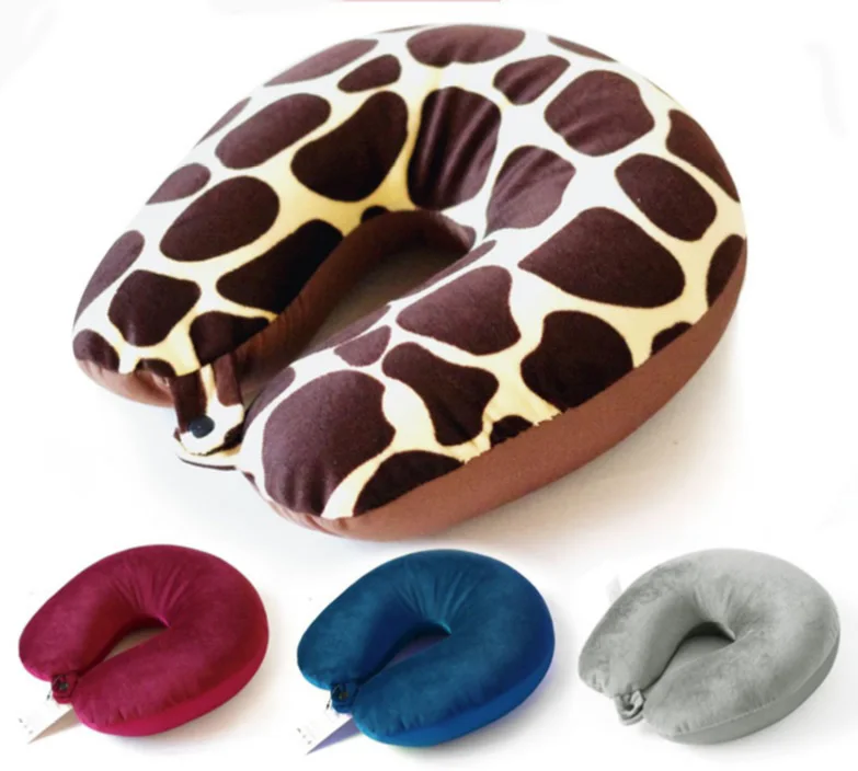 Custom OEM U-shape neck pillow with button stuffing cotton or microbead plush toy stuffed animal maker supplier factory manufact