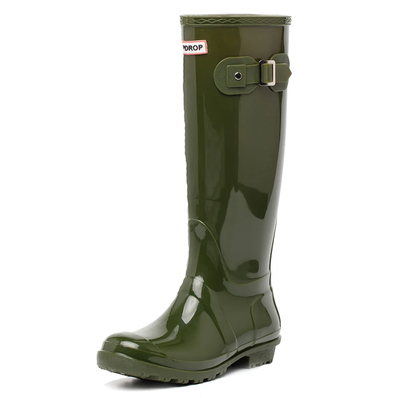 
Hotsales New Design Wellington Rain Boots Ladies Black Shiny Half PVC Rain Boots 