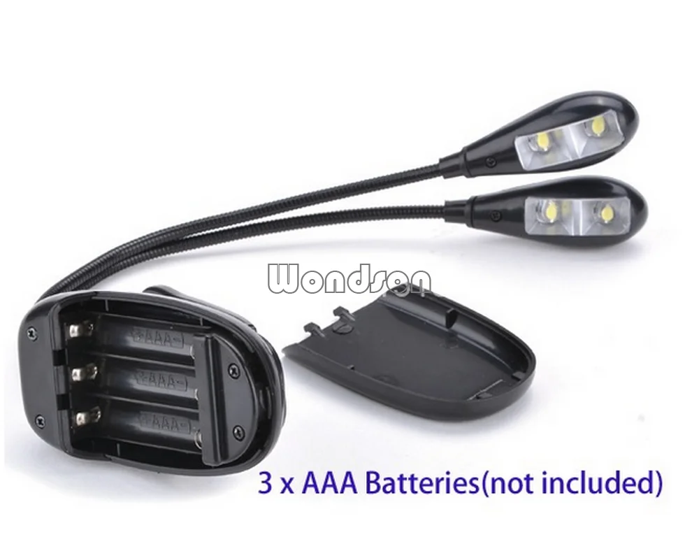 4 LED Clip On Adjustable Double Neck LED Reading Book Lamp