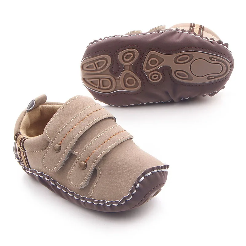 
New Arrival Leather Baby TPR Handmade Hard Sole Boys Walking Shoes 