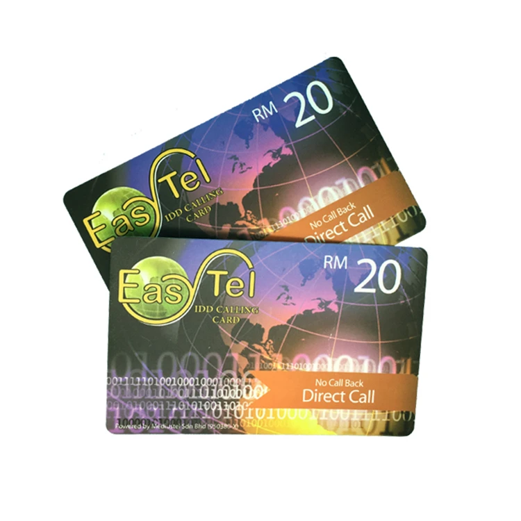 
CR80 printing mobile phone top up card scratch prepaid calling card 