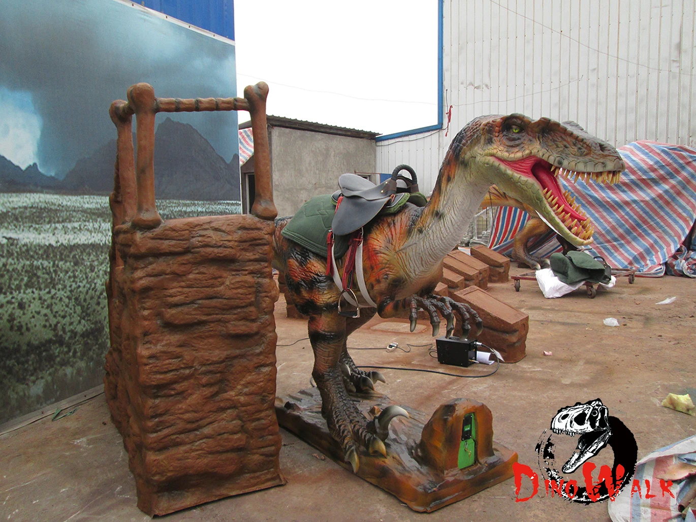 Dino0050 Outdoor Entertainment For Kids Animatronic Ride Raptor Dinosaur