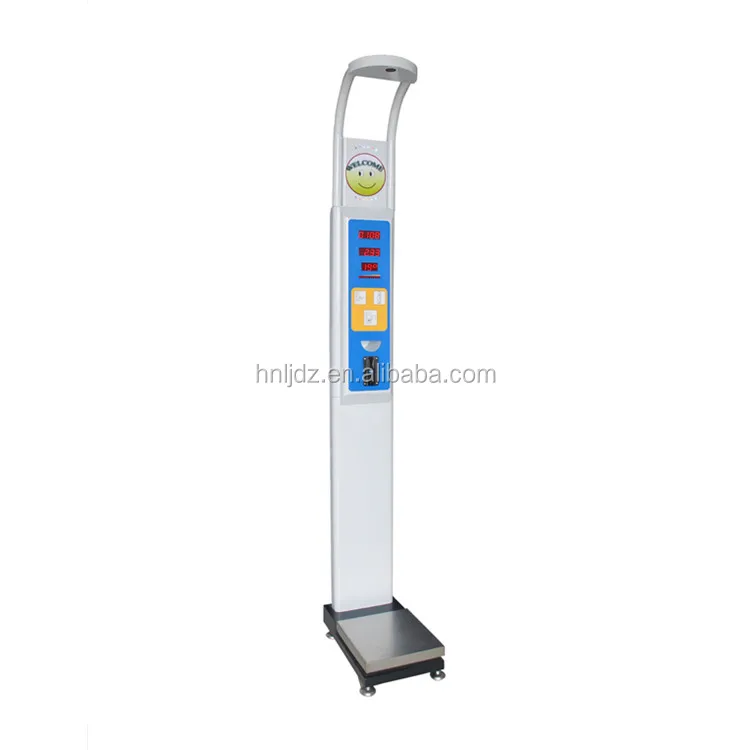 Electronic scale coin machine for measuring body height and weight
