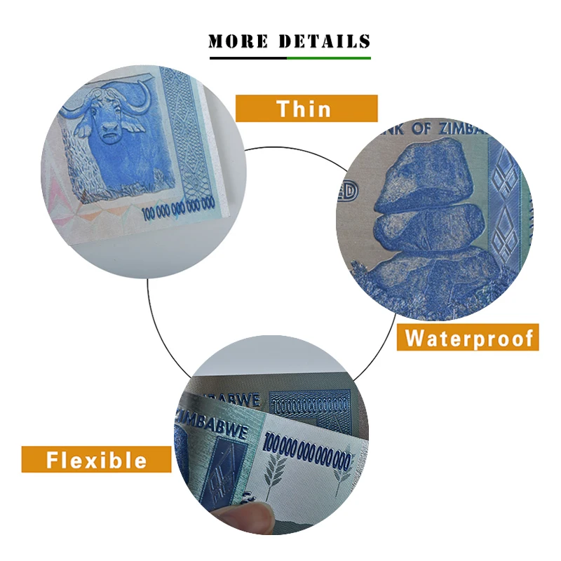 New Products Silver 999 Zimbabwe Banknote One Hundred Trillion Dollars Bill Money For Collection