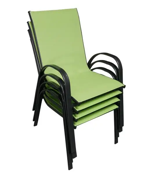 
outdoor garden cheap stacking dinning steel sling textilener arm chair 