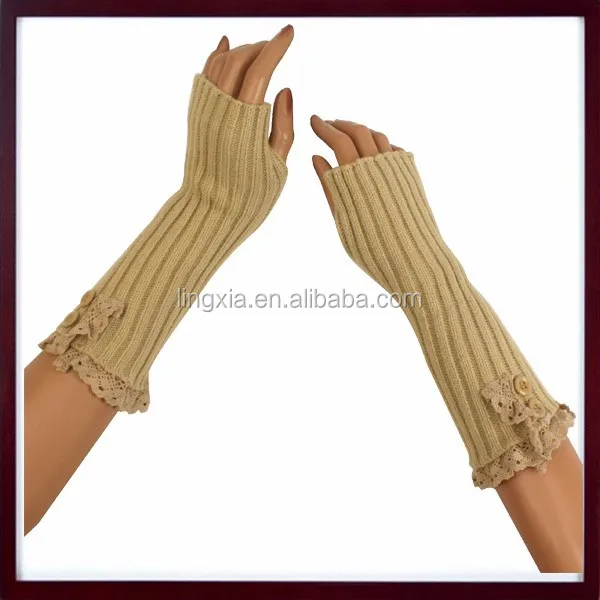 
Fashion Knitting Lace Arm Warmers, Women Winter Cable Knit Arm Warmers, Ladies Arm Warmers Fingerless Long Gloves Mittens 