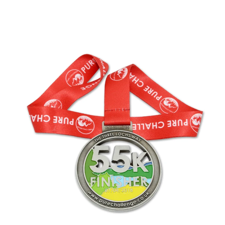 Longzhiyu 15 Years Maker 55K Finisher Medal with Hollow Out Design Half Marathon Medals Custom with Ribbon 2020 Latest Hot Sale
