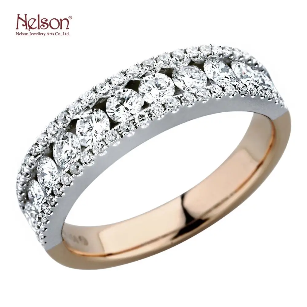 
Wholesale price no MOQ Daily Wear Genuine Diamond Anniversary 18K White Gold Diamond Fine Jewelry Band Ring for women 