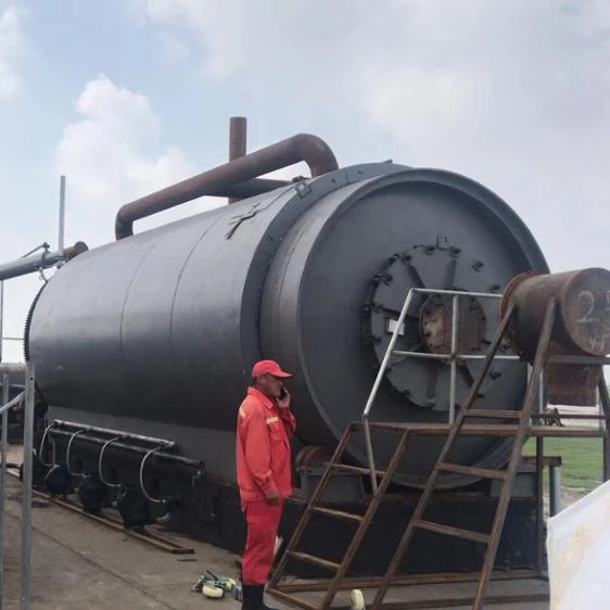 Recycle waste old tyre tire plastic oil sludge to fuel oil pyrolysis machine for profit process