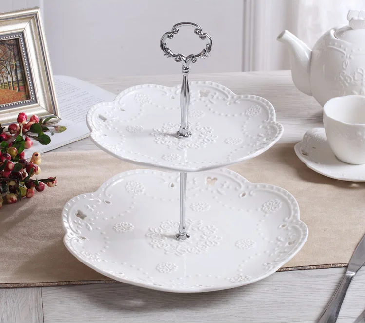 Ceramic Porcelain Party Cake Stand Wedding Three Tier Plate Stand