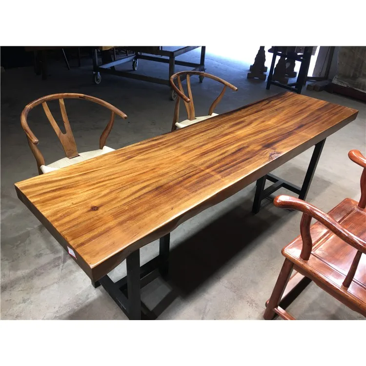  Rose Gold Color Stainless Steel Base Modern Wood Large Dining