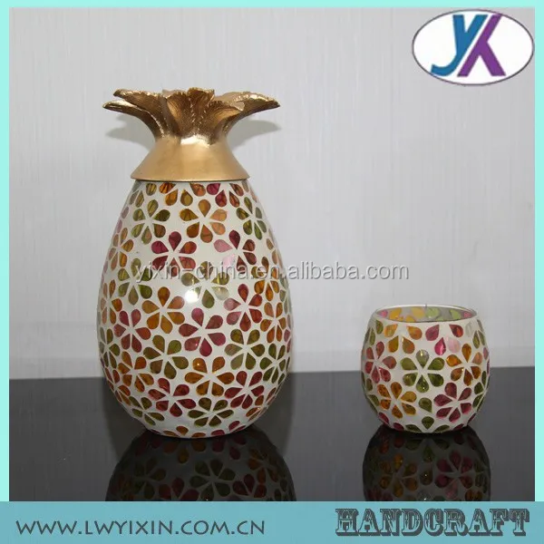 Цилиндрическая мозаика ручной работы 20*45 см чайная стеклянная светодиодная электрическая свеча