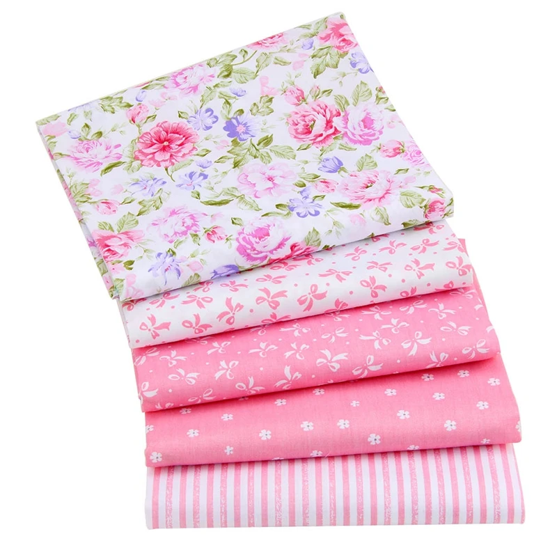
 5 различных розовых тканей Telas DIY Цветочный Хлопок Четверть ткани лоскутный комплект   (60841235377)