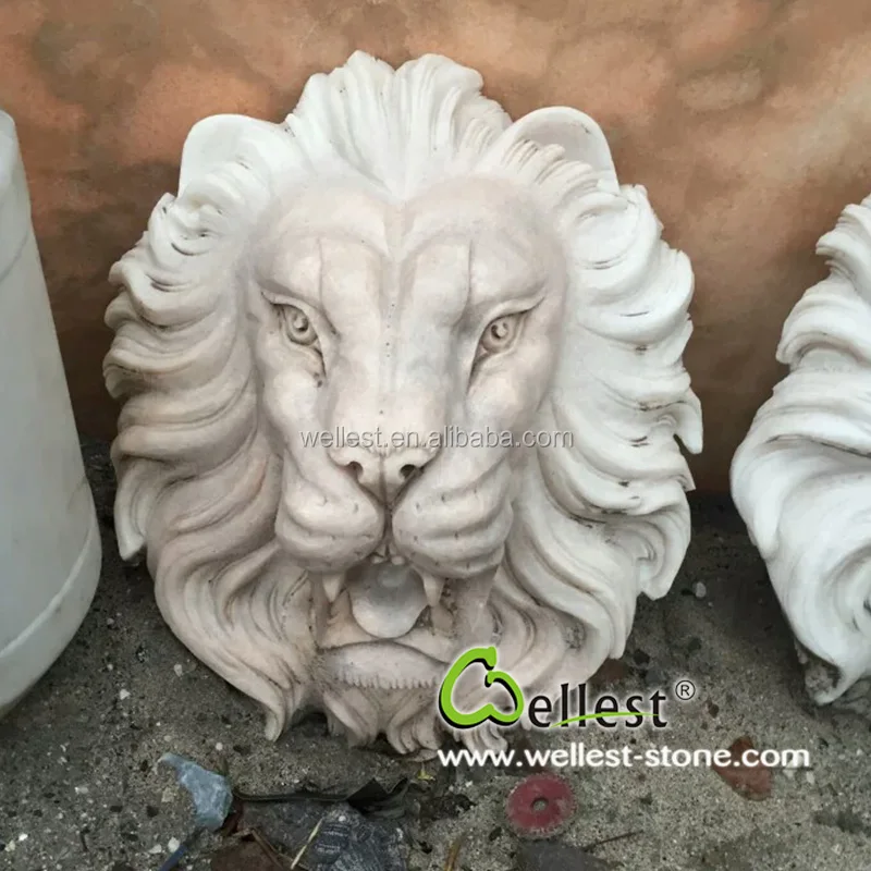 Garden Lions Head Hanging Stone Wall water Fountain