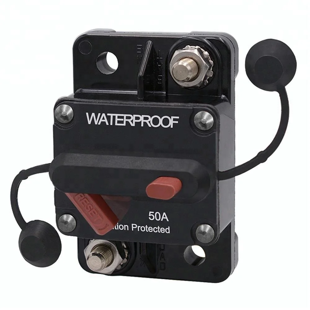 Waterproof 50 Amp Circuit Breaker Manual Reset for Car Truck Rv ATV Marine Trolling Motors Boat Vehicles,12V-48V DC