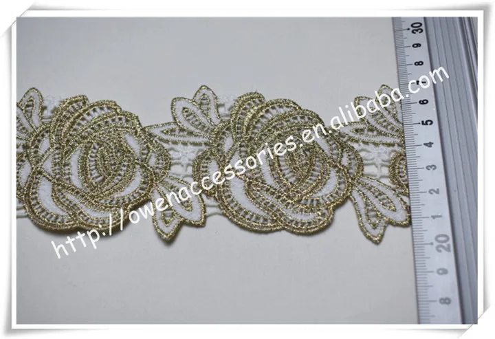 free sample, customized design 7cm Gold Lace Trim for Dress
