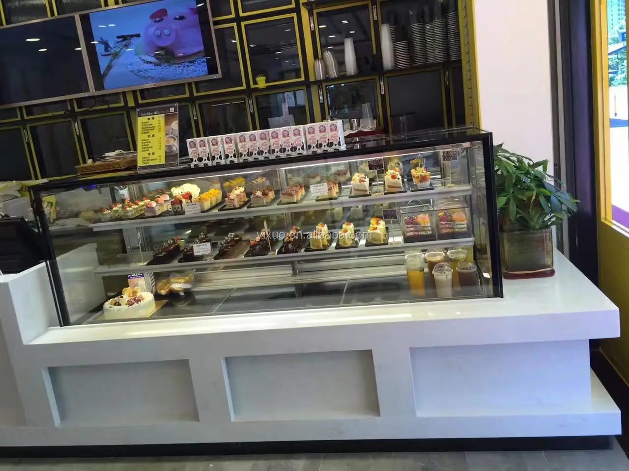 2m Luxury Glass Door Fridge Cake Display Showcase