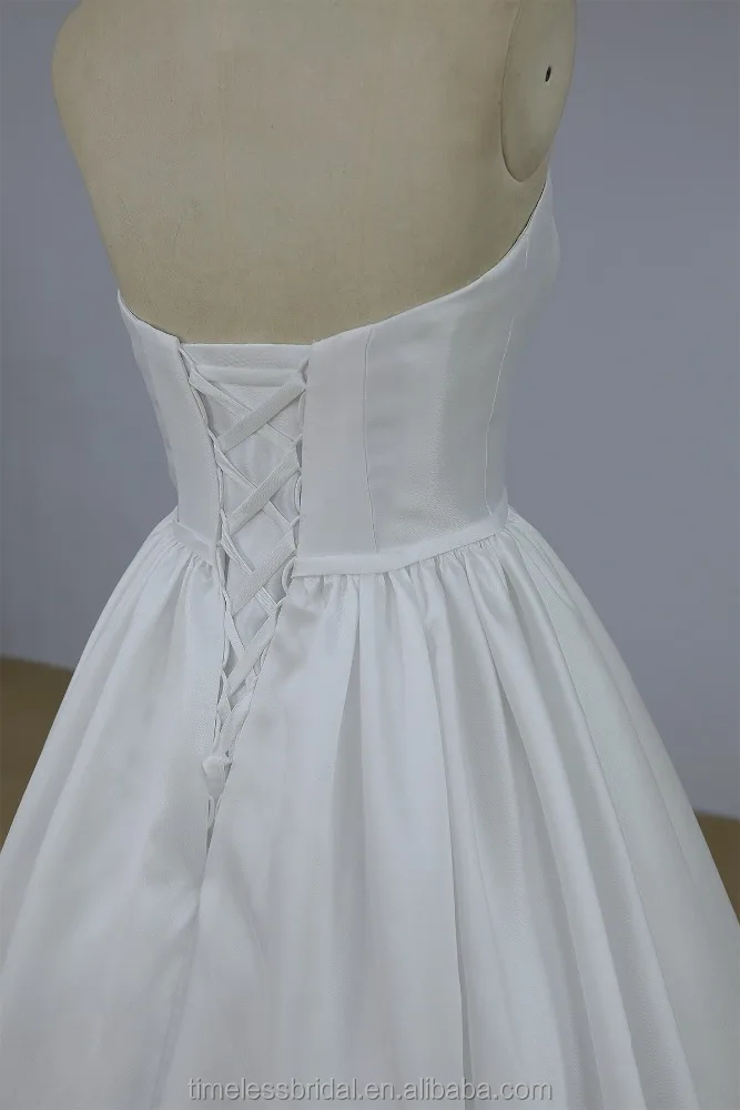 Strapless white color ball gown mikado wedding dress bridal gown