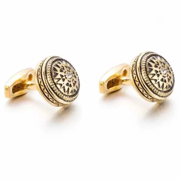 antique gold dotted cufflinks