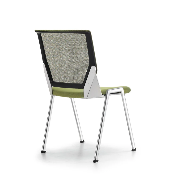 Inserted Dupont Elastic Band Modern Plastic Chair With Ventilated Mesh Back