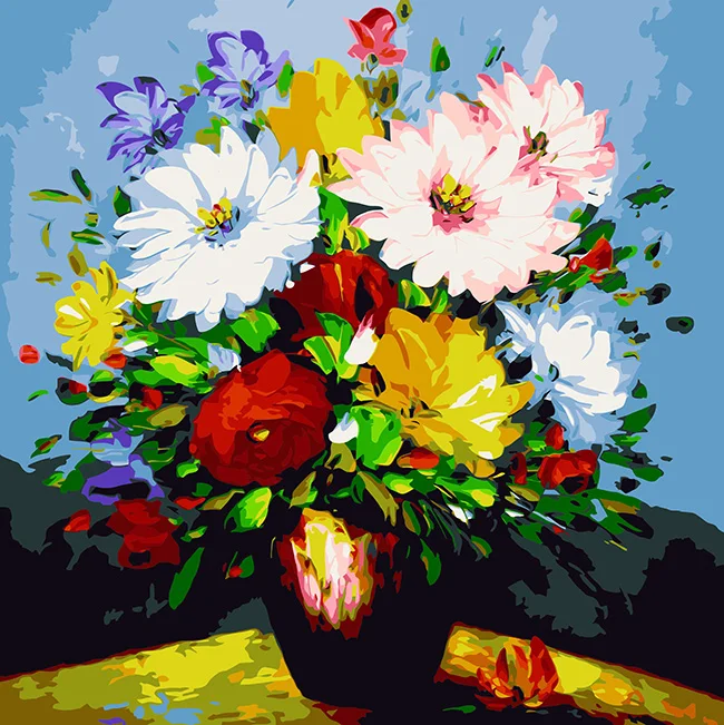 Customized DIY Kit Paint By Numbers Flowers Oil Painting Art
