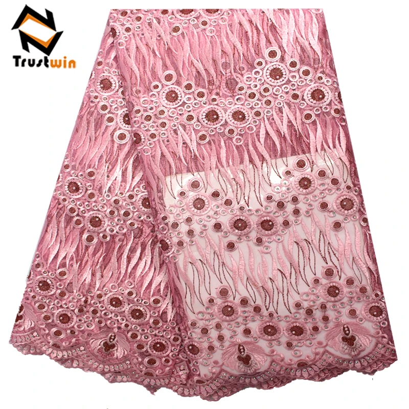 Hot selling African tulle beaded lace fabric