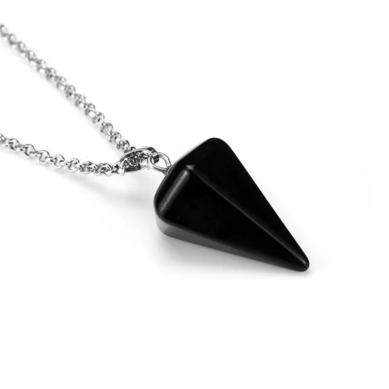 Manufacture wholesale hexagonal cone gemstone necklace semi precious stone necklace