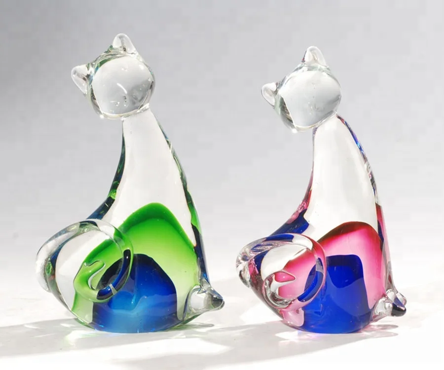Murano Cute Hot Sell And Quality Well-Behaved Cat Glass Art
