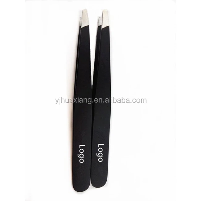 Tweezer Manufacturer Stainless Steel Slanted Tweezers Black With Black Color